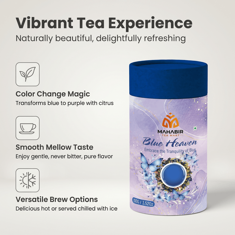 Mahabir Gold Blue Tea with Green Tea 100g | Butterfly Pea Flower & Green Tea Blend | Premium Herbal | Refreshing Loose Leaf | Product of India