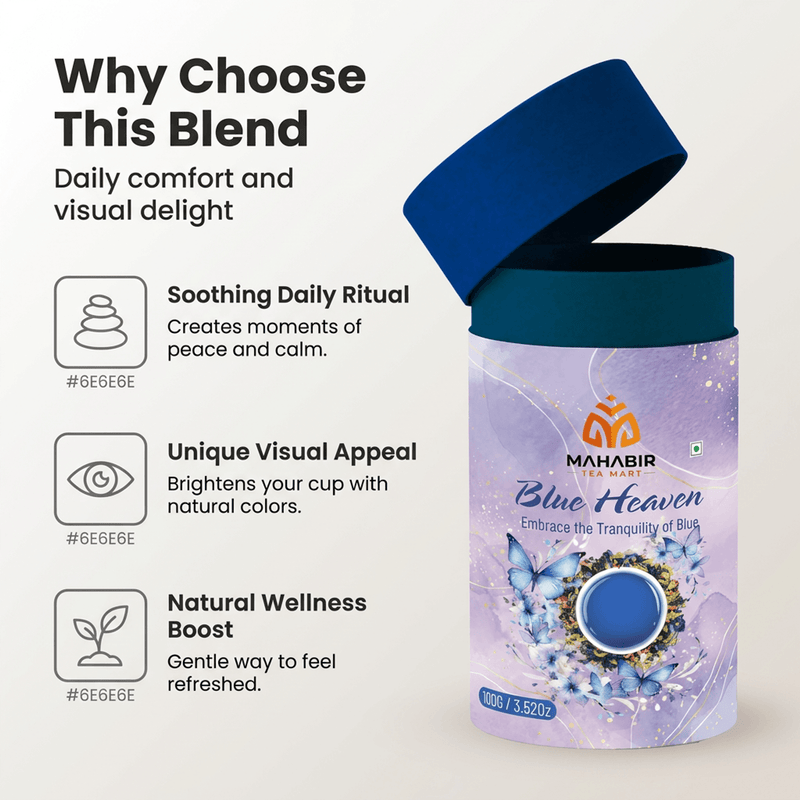 Mahabir Gold Blue Tea with Green Tea 100g | Butterfly Pea Flower & Green Tea Blend | Premium Herbal | Refreshing Loose Leaf | Product of India