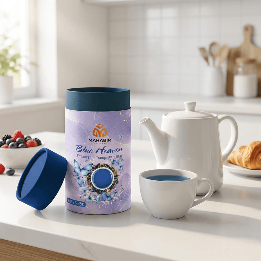 Mahabir Gold Blue Tea with Green Tea 100g | Butterfly Pea Flower & Green Tea Blend | Premium Herbal | Refreshing Loose Leaf | Product of India