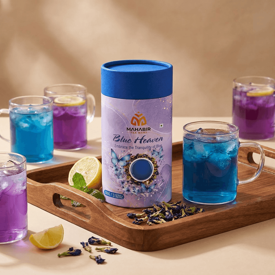 Mahabir Gold Blue Tea with Green Tea 100g | Butterfly Pea Flower & Green Tea Blend | Premium Herbal | Refreshing Loose Leaf | Product of India